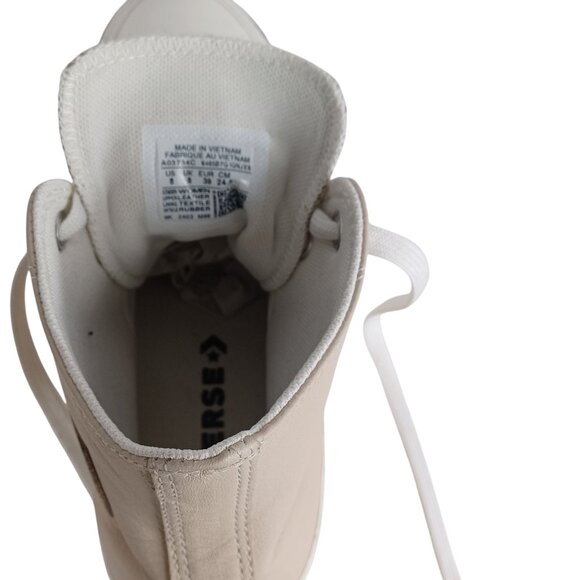 Converse Chuck Taylor All Star High-Top Sneakers Beige Leather Women's Size 8 - Picture 2 of 10